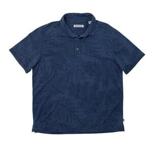 Tommy Bahama Polo Shirt Mens L Large Navy Tropical Paradise Floral Short Sleeve
